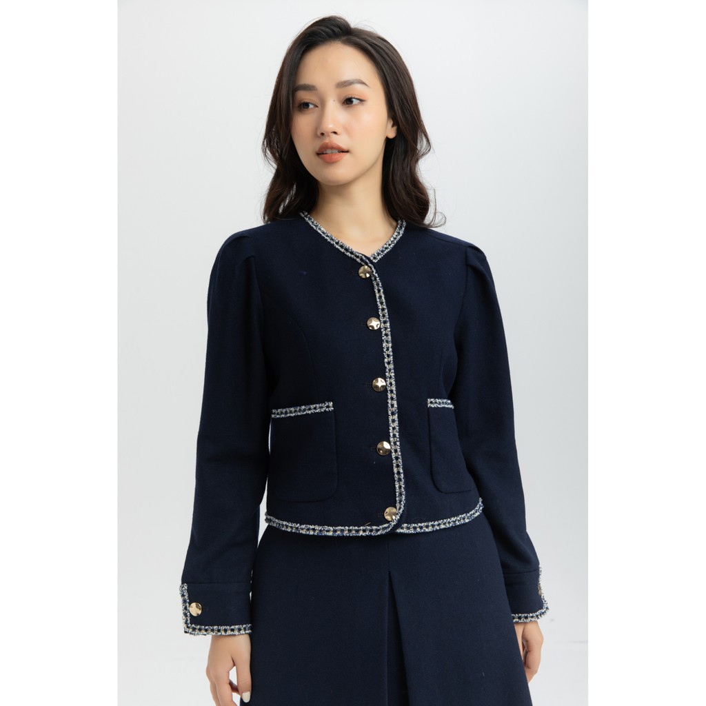 [Mã WABRSB55 giảm 12% đơn 250K] Áo khoác dạ viền trắng nữ IVY moda MS 67M6045