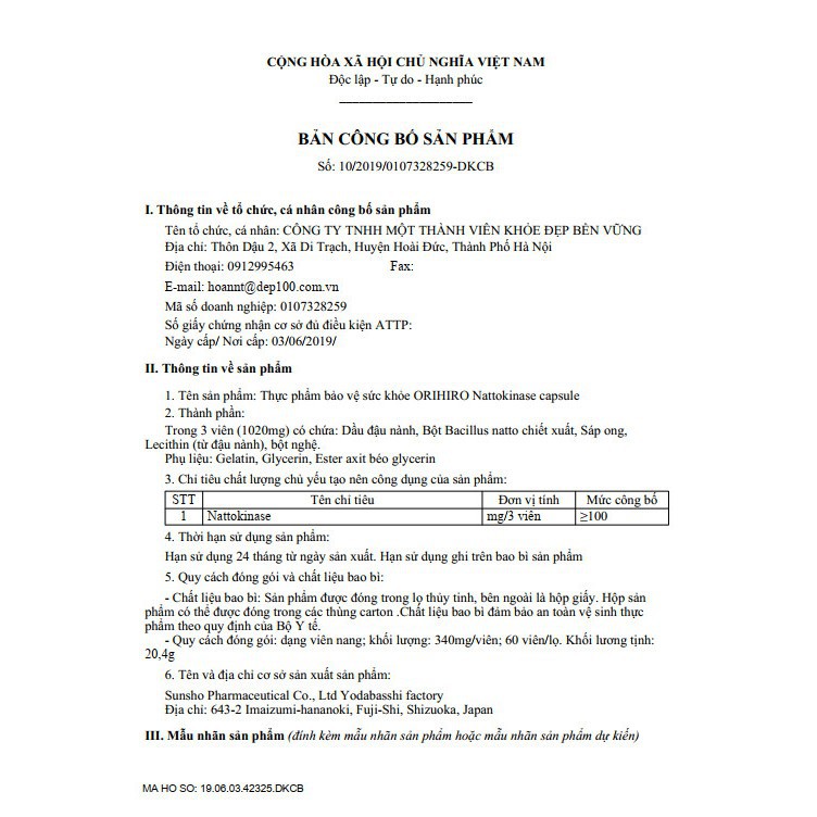 [DATE 2023] VIÊN UỐNG HỖ TRỢ CHỐNG ĐỘT QUỴ TAI BIẾN CỦA NHẬT ORIHIRO (HỘP 60 VIÊN), Natto Kinase 2000FU