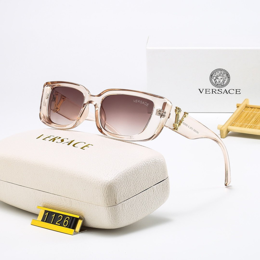 Versace 2021 Mới Thời trang Hàn Quốc Khung lớn Màu phim Kính râm Nam và Nữ Xu hướng Cặp đôi Đường phố Chụp Trăm Phù hợp Trang trí Thời trang Du lịch Kỳ nghỉ Chống tia cực tím Kính râm đi biển