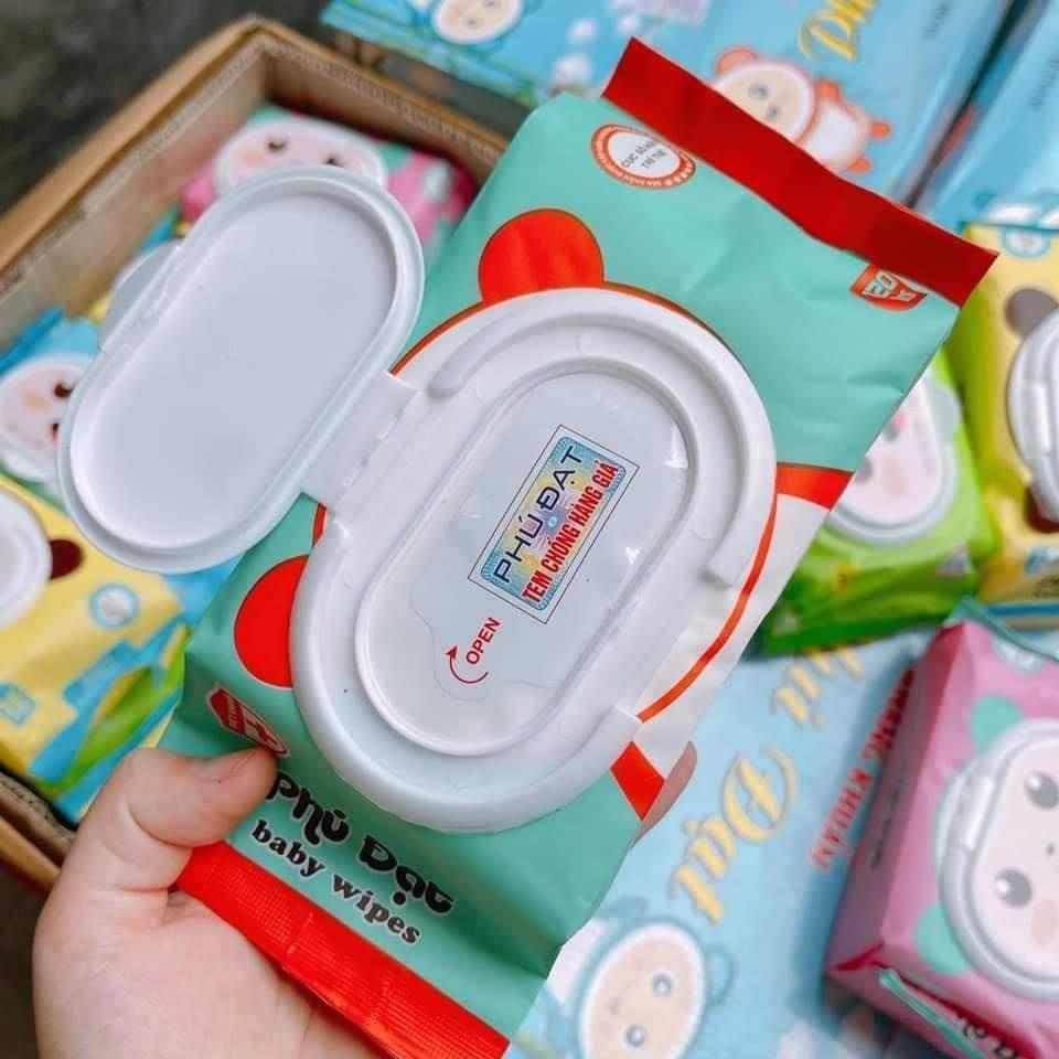Combo 10 gói Khăn giấy ướt Phú Đạt 120pcs không mùi mặt gấu cho bé mẫucũ