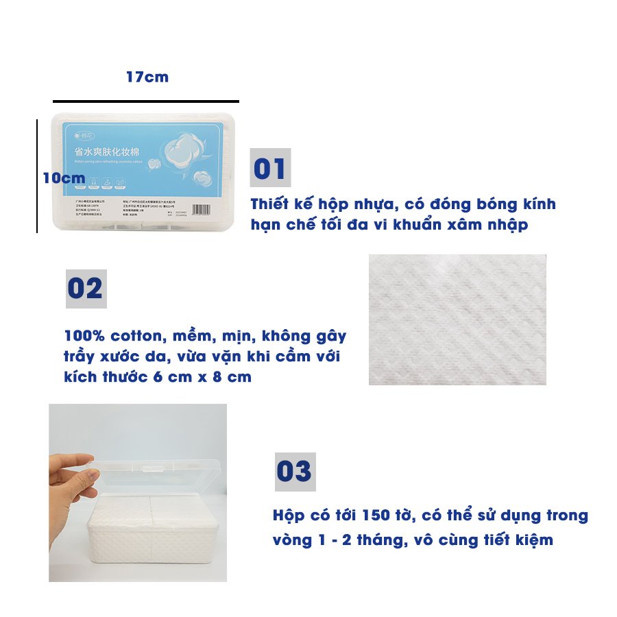 Bông tẩy trang Likado khổ lớn 6cm*8cm