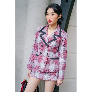 Set trang phục áo khoác và chân váy mini vải tweed Rosewood - DEVONS STUDIO