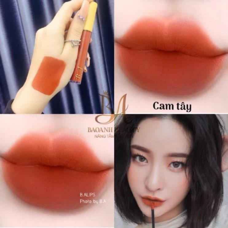 [Cam Tây] Son Kem Lì Nắp Vàng Cao Cấp B.A Màu Cam Tây Mềm Mịn Lâu Trôi Tặng Kèm Dưỡng Môi | BigBuy360 - bigbuy360.vn
