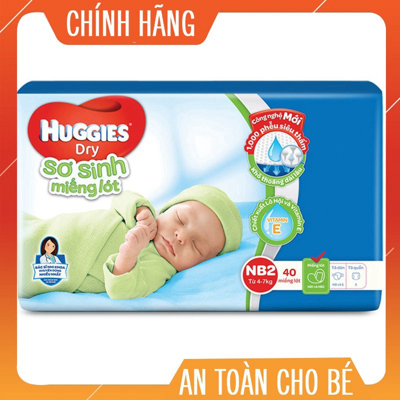 Miếng Lót Sơ Sinh Huggies Dry NB2 - 40 Miếng