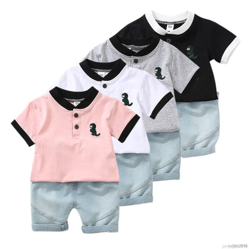 Set 2 món áo thun và quần short cotton họa tiết hoạt hình cho bé trai