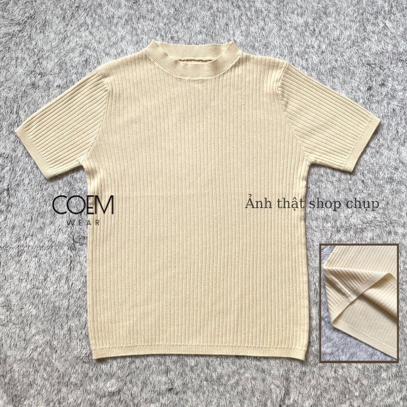 Áo len tay ngắn cổ tròn thời trang nữ đẹp hàng QCCC CW343