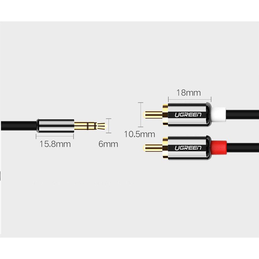 [Mã ELHACE giảm 4% đơn 300K] Ugreen 10749 - Cáp âm thanh 3.5mm to 2 RCA dài 1m cao cấp - HapuStore