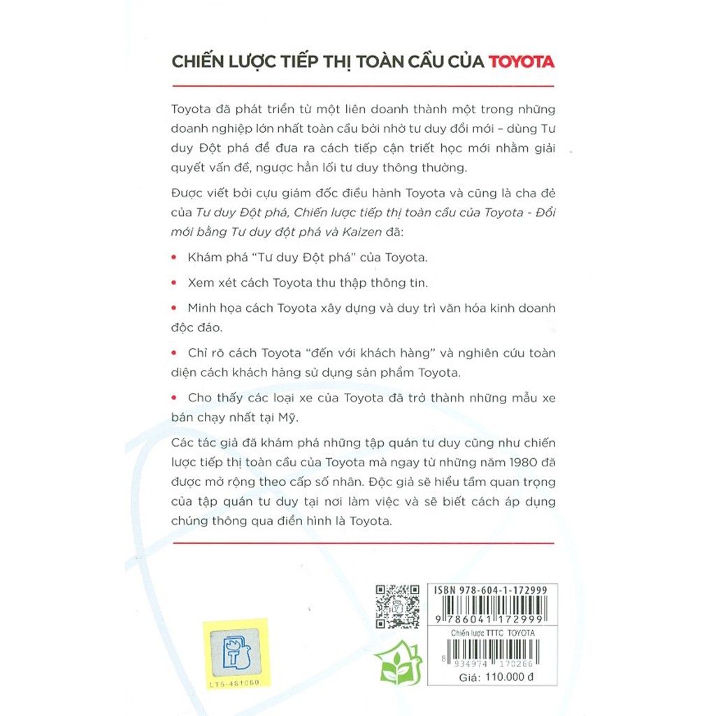Sách - Chiến Lược Tiếp Thị Toàn Cầu Của Toyota - Đổi Mới Bằng Tư Duy Đột Phá Và Kaizen