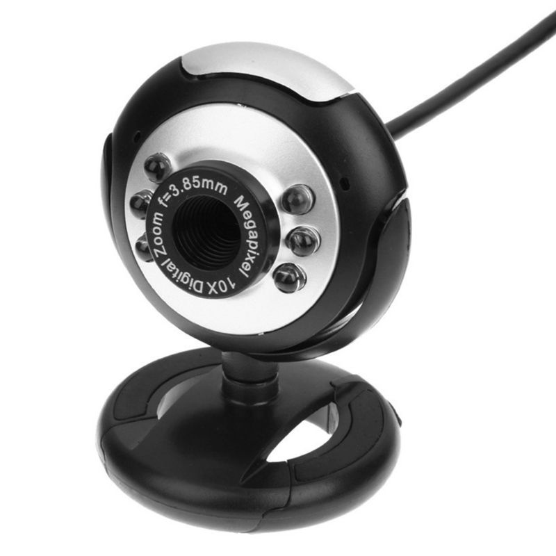 Webcam USB 2.0 6 LED Có Kẹp Gắn Máy Tính Để Bàn Ban Đêm