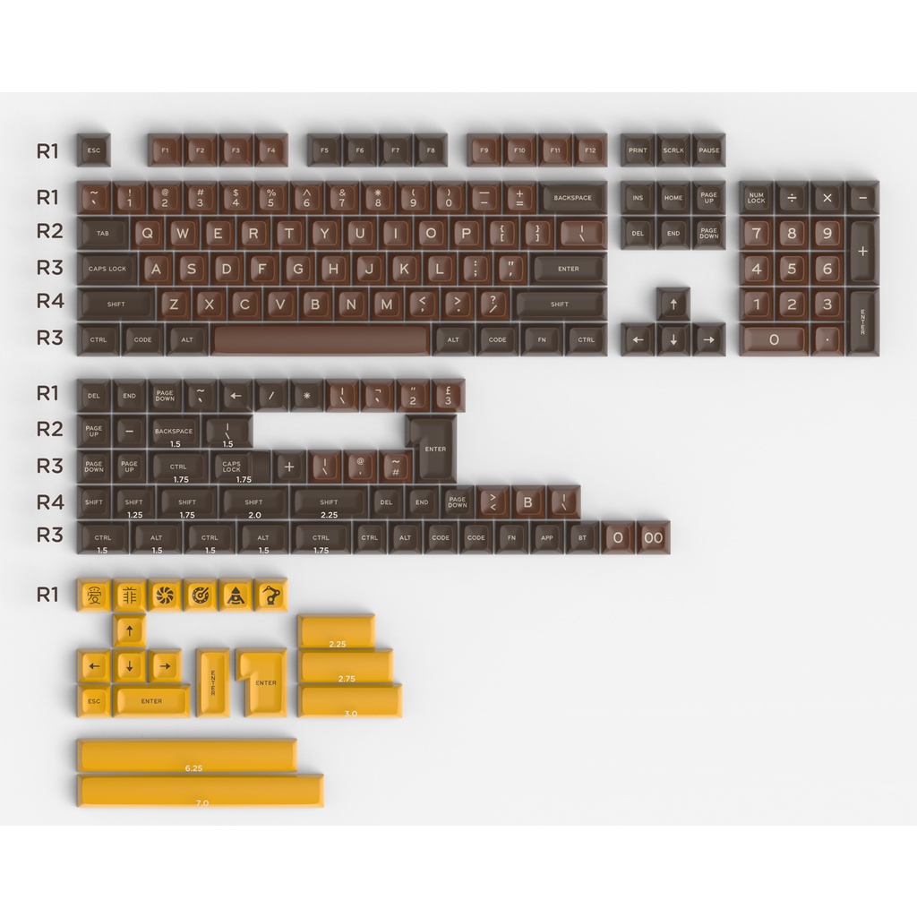 Bộ nút bàn phím cơ Keycap SA AIFEI CHOCOLATE - ABS Doubleshot - 170 phím