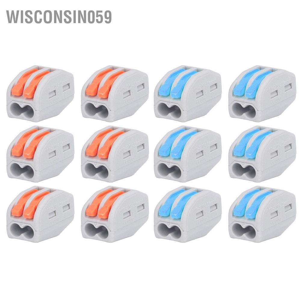 Wisconsin059 50Pcs Wire Conductor Connector 2 Port Lever Splicing Terminal Set Kit for Wiring