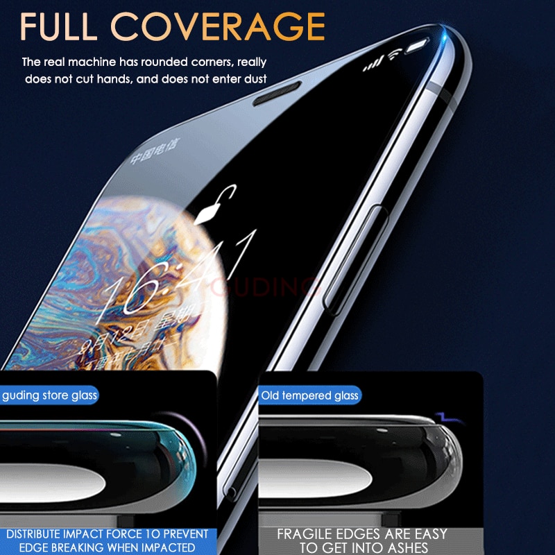2 Chiếc kính bảo vệ nắp đầy đủ trên iPhone 11 12 Pro Max X XS XR Bảo vệ màn hình cho iPhone 7 8 6 6s Plus SE 2020 Glass