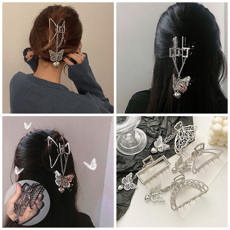 Kẹp tóc họa tiết bướm phong cách retro Hàn Quốc cho nữ