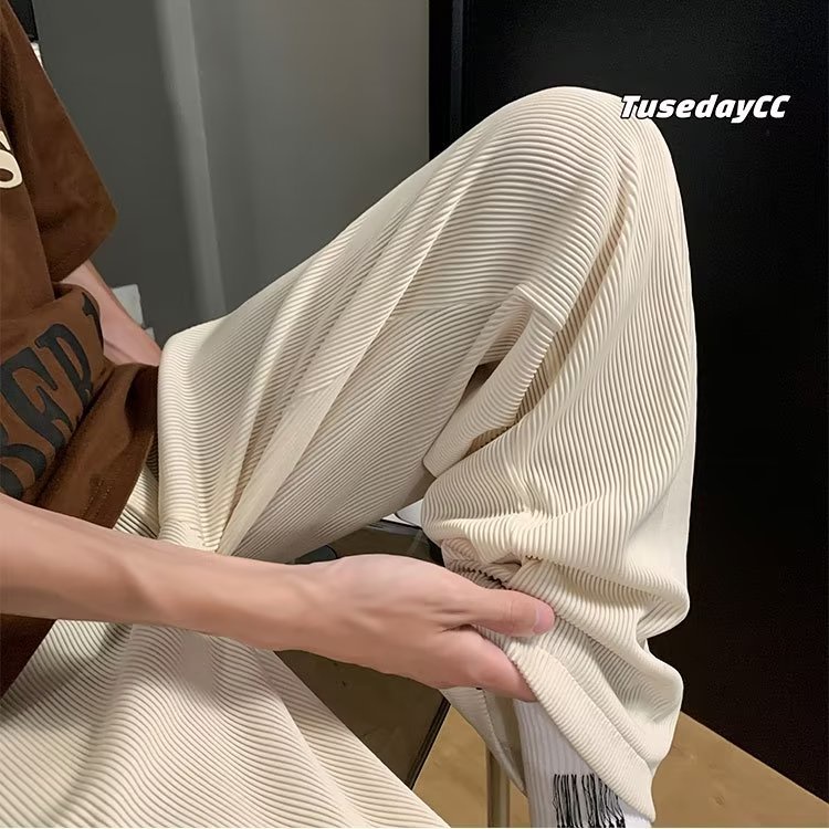 Quần Dài Ống Rộng Vải Lụa Mát Mỏng Thoáng Khí Màu Xám Thời Trang Mùa Hè Cho Nam Size M-5XL