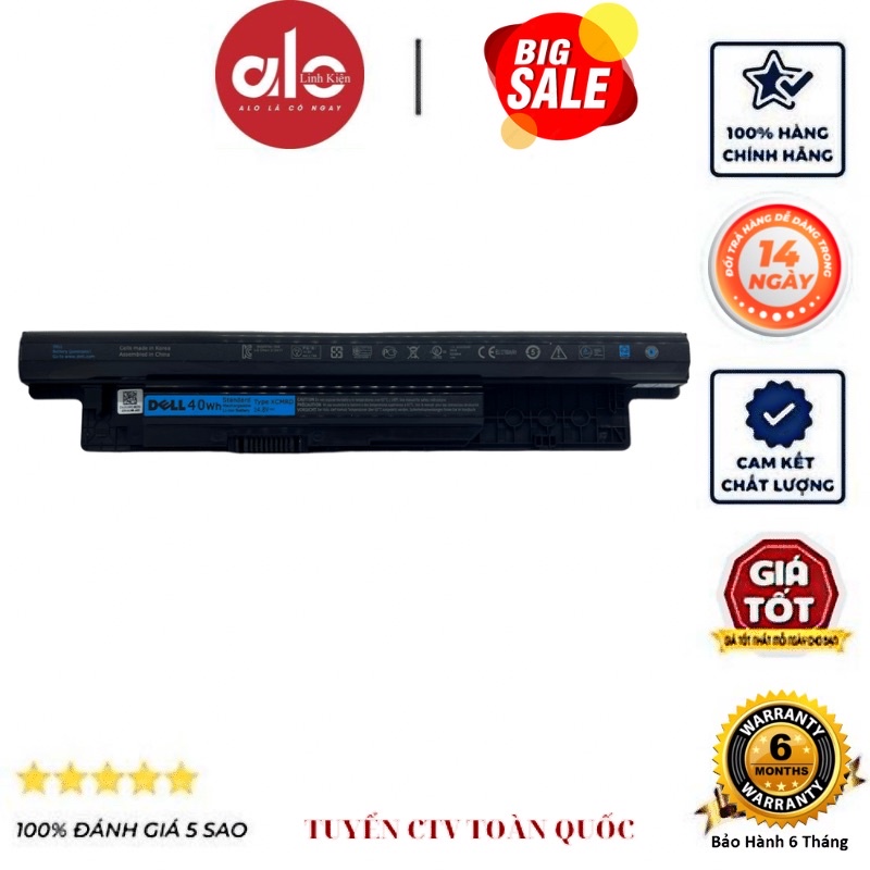 Pin Laptop Dell 14.8V/40Wh/4Cell Li-ion Inspiron 14R 14 17 17R 15 15R 3000 5000 3521 3543 3421 5721 5537 3721 3537 3521