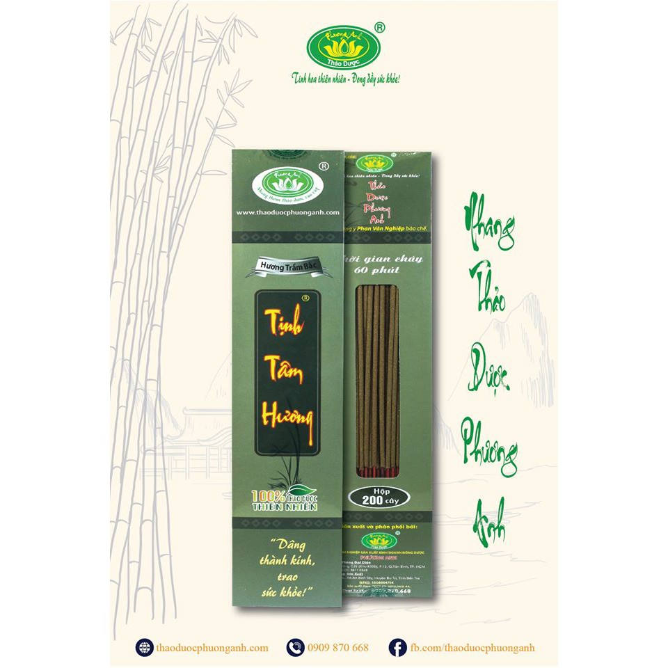 Nhang thảo dược 100% - TỊNH TÂM HƯƠNG 4 tấc  200 cây