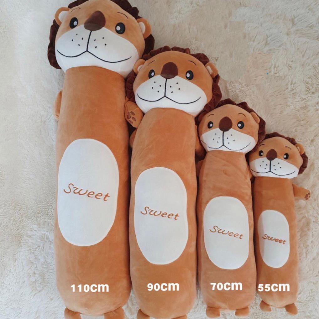 Gấu bông cho bé, Gối ôm hình thú dài 55cm 70cm 90cm 110cm, Mềm Mịn Co Dãn 4 Chiều