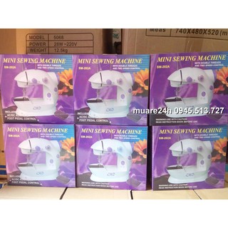 Máy may mini Sewing Machine SM-202A CMD (Trắng phối tím)
