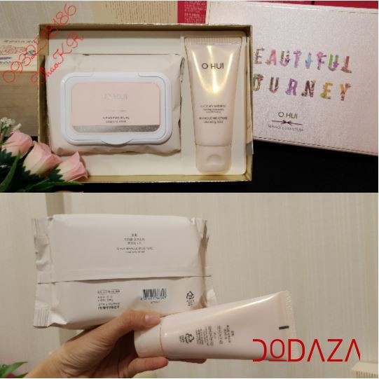 Khăn ướt Tẩy Trang Ohui Hồng Miracle Moisture - Tách Set