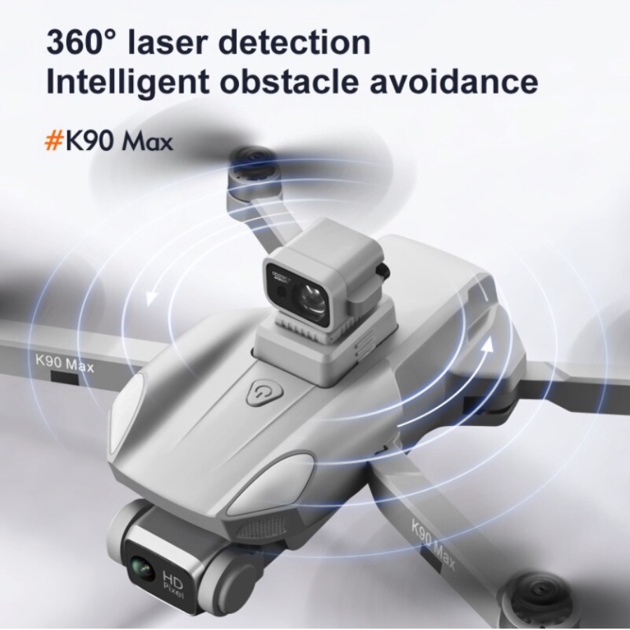 Có Video Mô Tả  Flycam K90 Max Cảm Biến Chống Va Chạm Bay 25 Phút, Bay Cao Xa 1500m, Camera 4k Chống Rung, Định Vị GPS