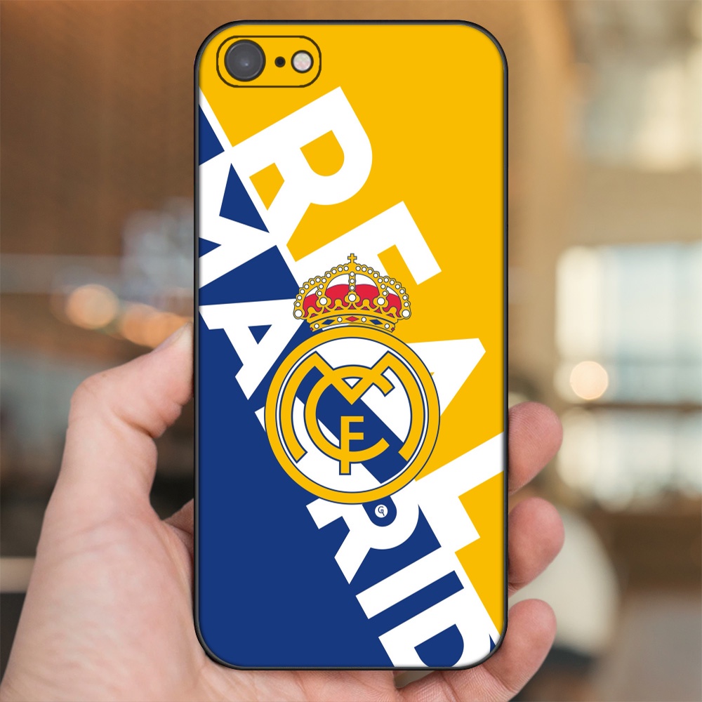Ốp lưng iPhone 7, 8 dẻo đen cạnh vuông in hình Real Madrid