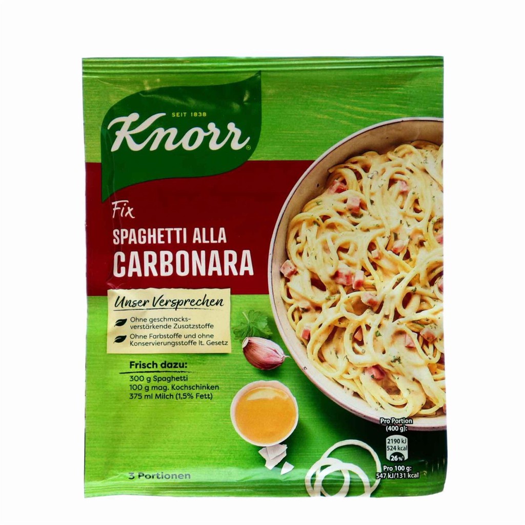 GIA VỊ LÀM NƯỚC SỐT MỲ Ý KNORR- MAGGI, FIX SPAGHETTI (ALLA CARBONARA/BOLOGNESE), HÀNG NỘI ĐỊA ĐỨC.