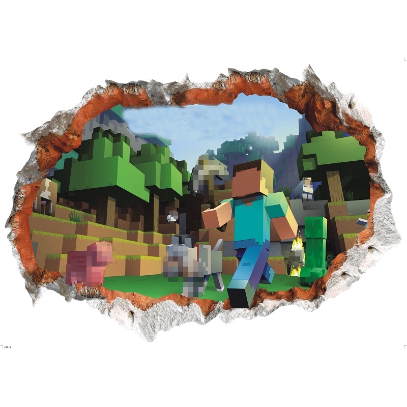 Minecraft Decal ❥ 🍎 Dán Giấy Dán Tường Creeper Steve Trò Chơi Hoạt Hình Cho Trẻ Em Phòng Steve Trang Trí Nhà Tiệc