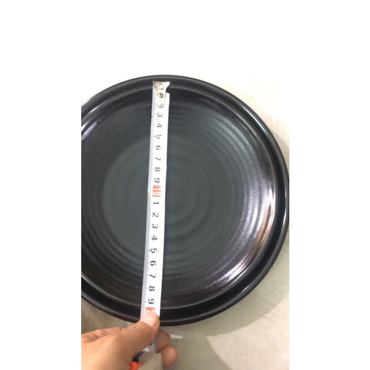 [100% Melamine] Đĩa Nhựa Phíp Tròn, Melamine Dáng Tròn Màu Đen Sang Trọng