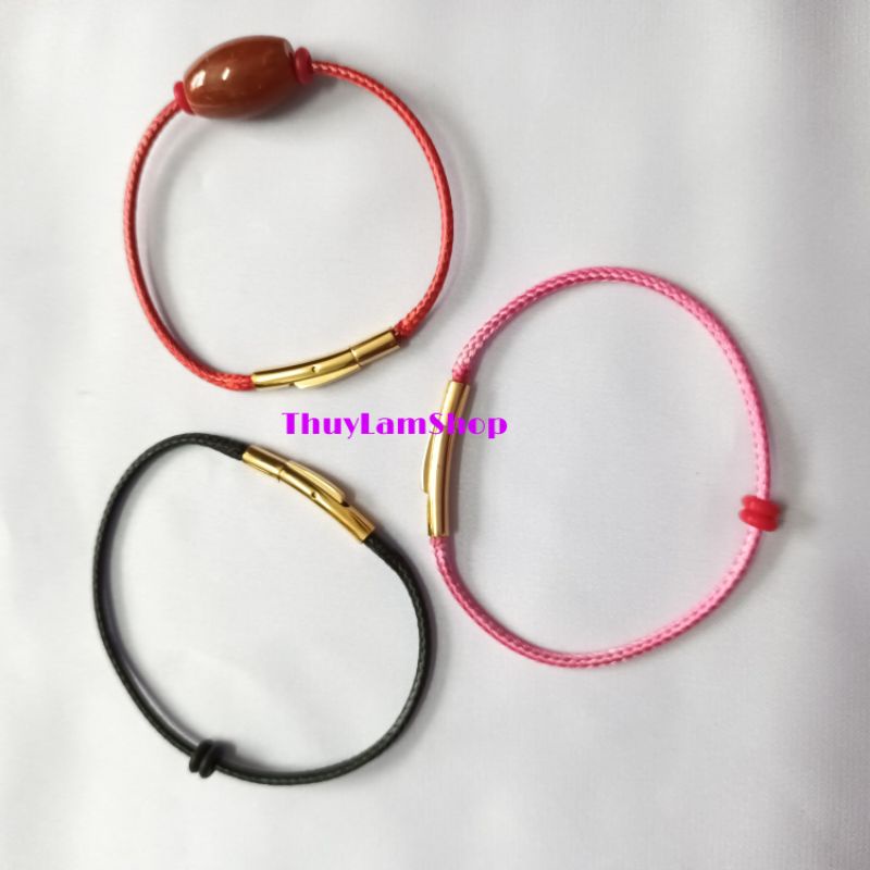 Vòng tay lu thống màu đỏ hanh thông tài lộc, đầu xuôi đuôi lọt khóa bấm cao cấp