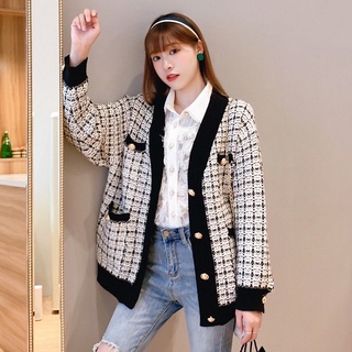 Áo khoác Cardigan vải dạ tweed