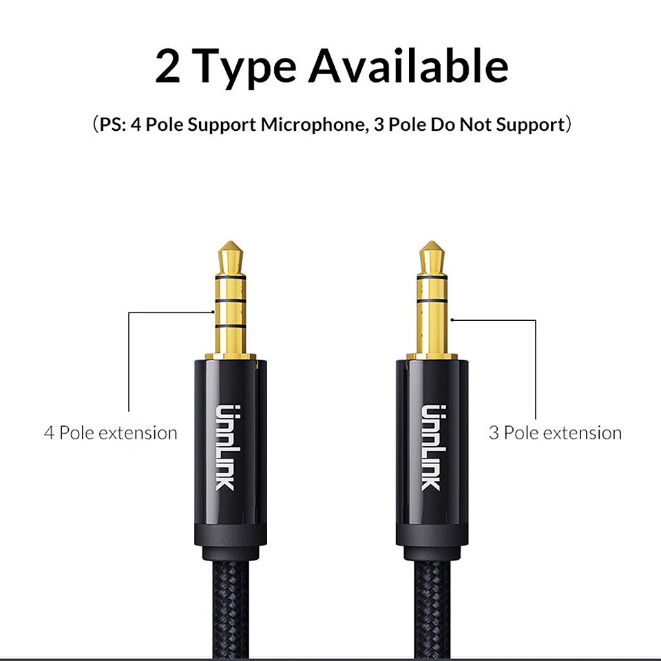 Dây Cáp Nối Dài 1.5m Cho Tai Nghe Unnlink Hifi 3 / 4 Cột 3.5mm