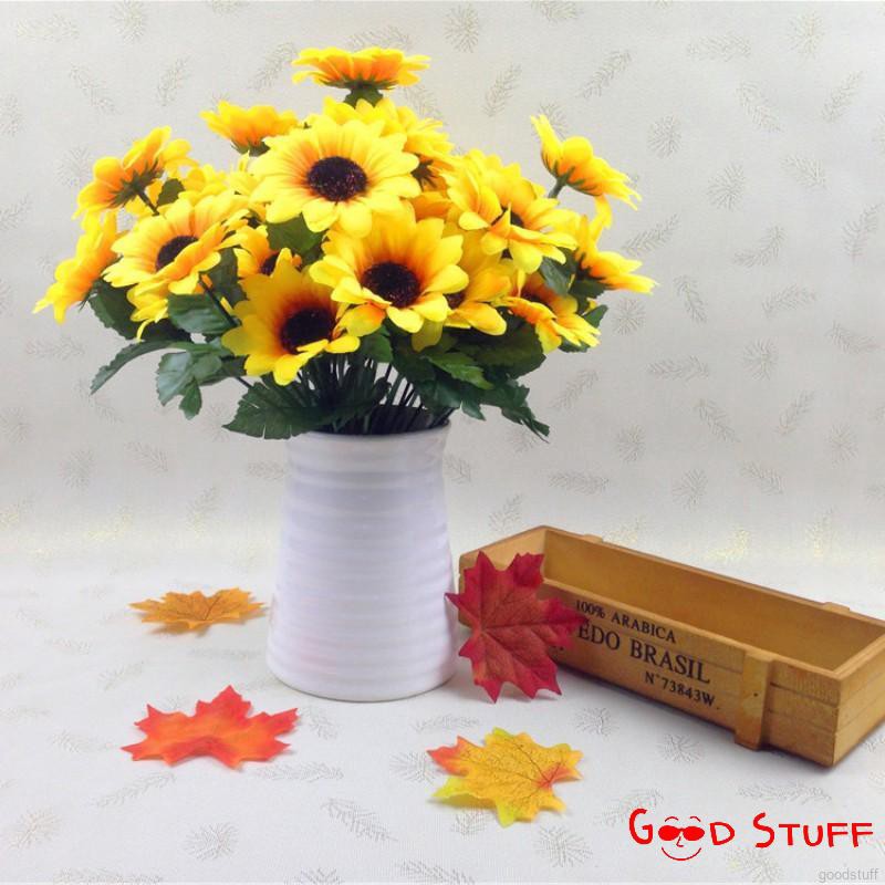 LovelyHome 7 Heads Beauty Fake Sunflower Artificial Silk Flower Bouquet Home Floral Decor