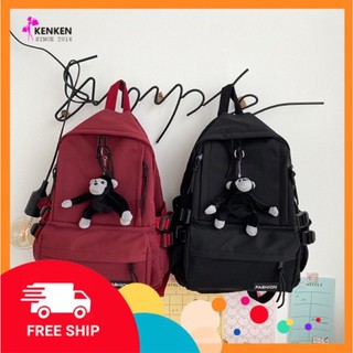 Balo Ulzzang Unisex phong cách hàn quốc kèm móc khoá monkey xinh xắn