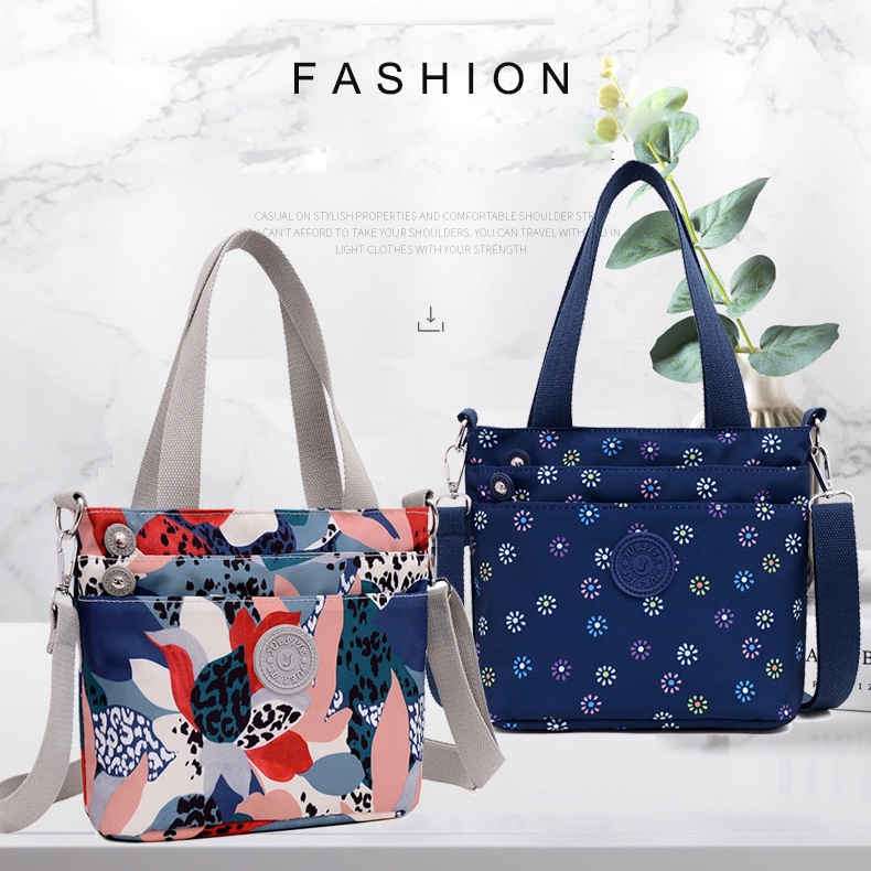 Túi Đeo Vai Bằng Vải Nylon Canvas Sức Chứa Lớn In Họa Tiết Phong Cách Mới Dễ Phối Đồ Cho Nữ