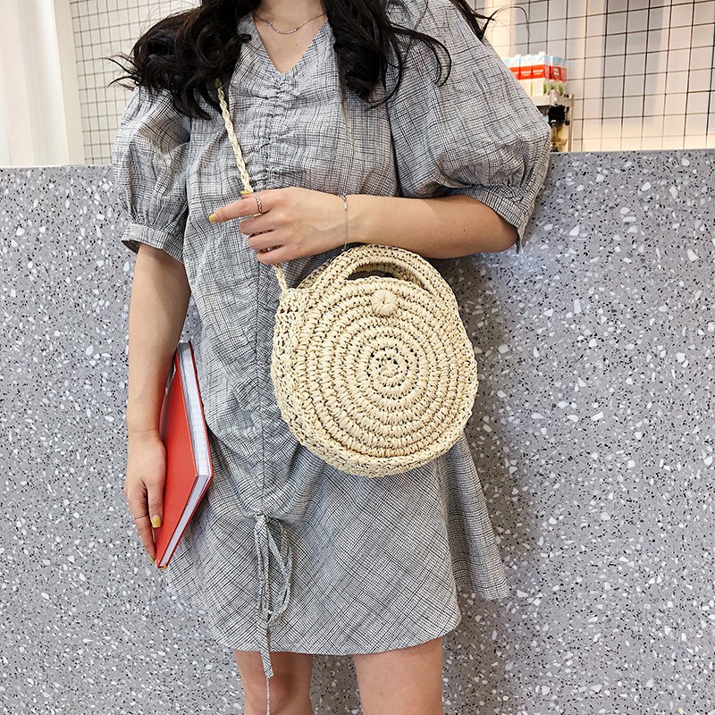 Túi cói xách tay/ đeo chéo kiểu dáng đơn giản thanh lịch dành cho nữ