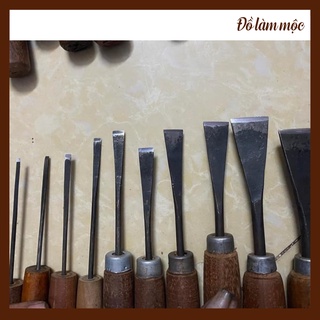 1 cây đục gỗ đầu thẳng điêu khắc đồ mộc mài sắc có cán đủ 10 kích thước chưa nhám chỉ việc dùng