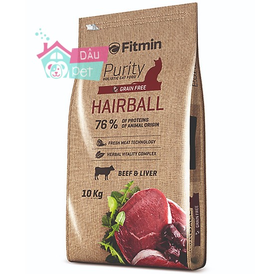 Thức ăn hạt giúp tiêu búi lông cho mèo Fitmin Purity Grain Free Hairball 1kg