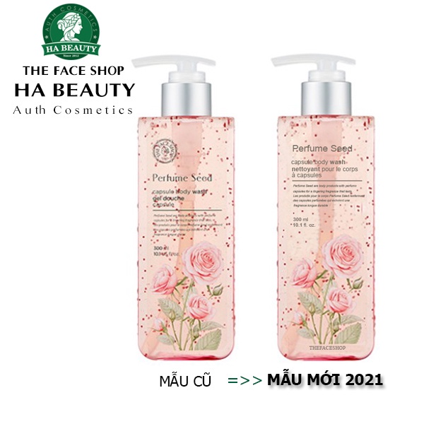 Sữa tắm dưỡng ẩm tốt trắng da thơm hương nước hoa hồng lưu hương lâu The Face Shop Perfume Seed Capsule Body Wash 300ml