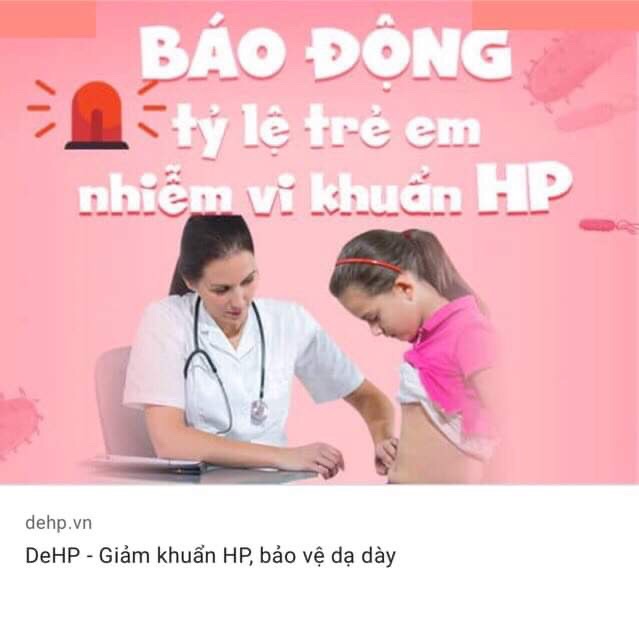 DeHP Kids  (người bị nhiễm vi khuẩn HP đã có hoặc chưa có triệu chứng, người bị đau ,viêm loét dạ dày, hành tá tràng)