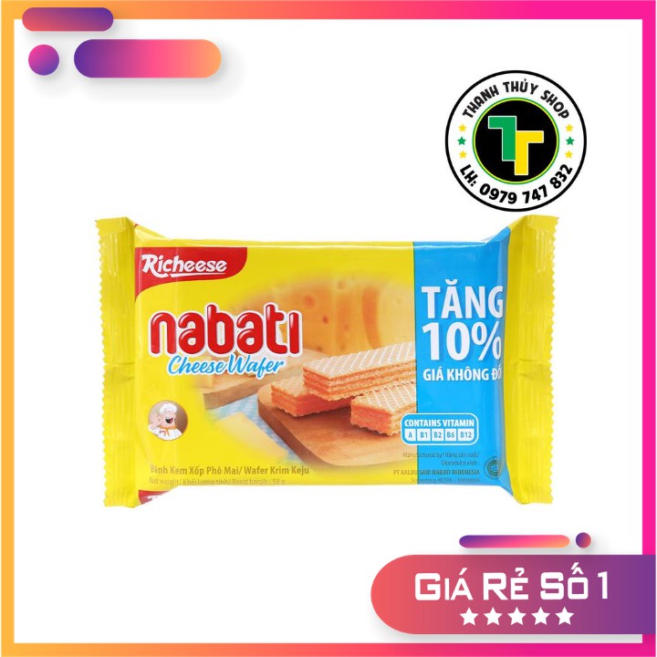 Combo 10 gói - Bánh xốp phô mai hiệu Nabati càng ăn càng nghiện loại 58g | BigBuy360 - bigbuy360.vn