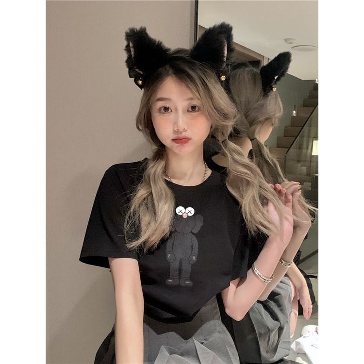Áo Thun Crotop Form Rộng Unisex Tay Ngắn Chất Cotton Mềm Mại In Hình BEARBRICK Ulzzang Style Hàn Quốc TTT0197