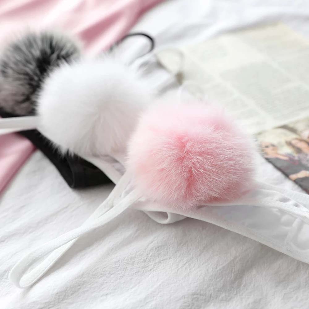 Quần Lót Lọt Khe Hình Chữ T Gắn Bóng Lông Thỏ Phong Cách Nhật Bản Dễ Thương Cho Nữ