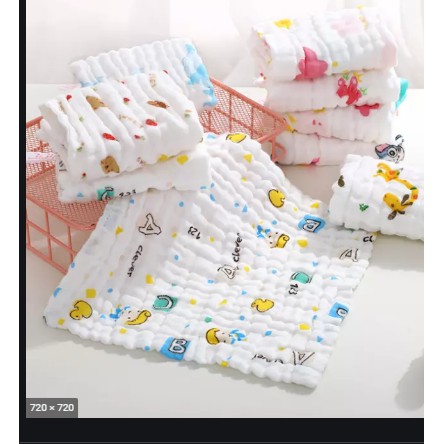 Bán lẻ 1 chiếc khăn xô nhăn 6 lớp in HỌA TIẾT siêu mềm cho bé