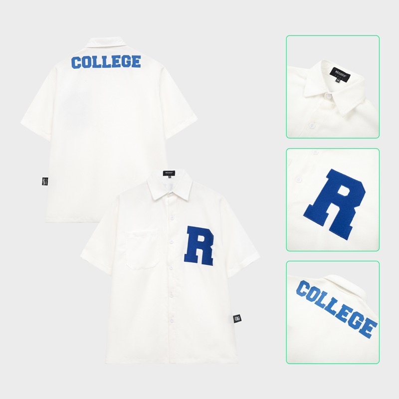 Áo Sơ mi Tay Ngắn Thêu School REGODS Unisex Form Rộng ( COLLEGE SHIRT )