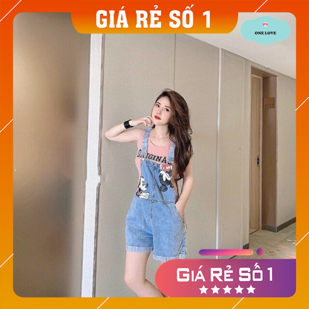 Quần yếm nữ yếm quần chất Jean mềm mịn in 3D micky thời trang trẻ trung | BigBuy360 - bigbuy360.vn