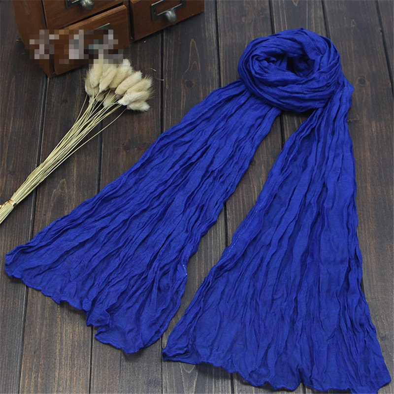 Khăn Choàng Cổ Dài Vải Lanh Cotton Mỏng Mềm Mại Màu Kẹo Ngọt Thời Trang Mùa Đông Cho Nữ