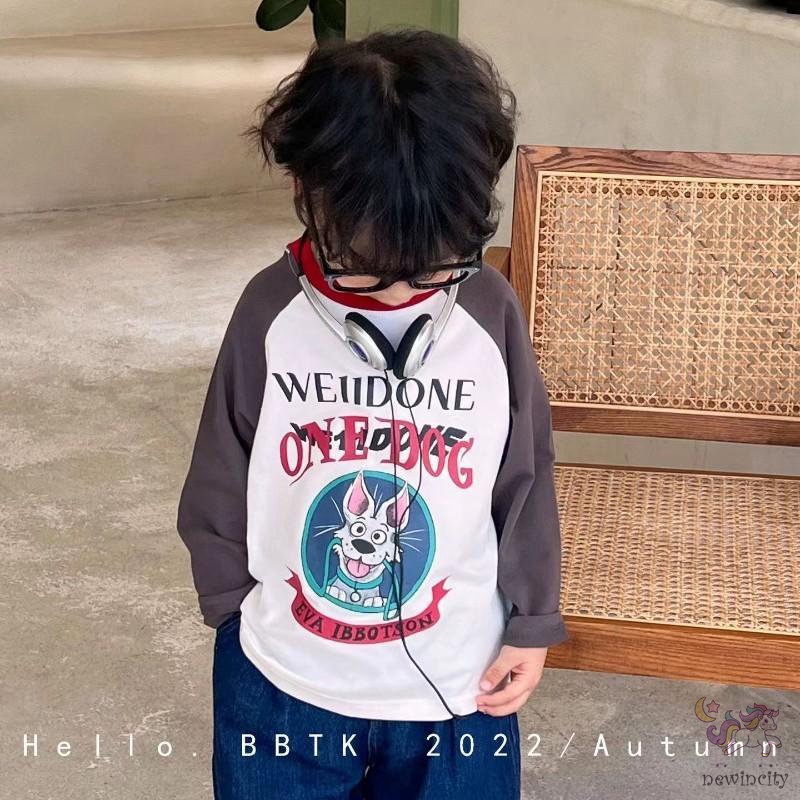 Áo Thun Tay Dài In Họa Tiết Hoạt Hình Dễ Thương Phong Cách Hàn Quốc Thời Trang Mùa Thu Cho Bé