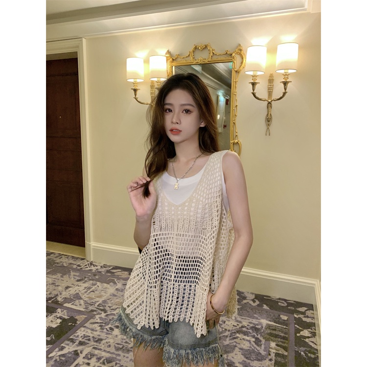 Áo kiểu không tay/ Quần đùi denim XIAOZHAINV phong cách Hàn Quốc xinh xắn thời trang dành cho nữ