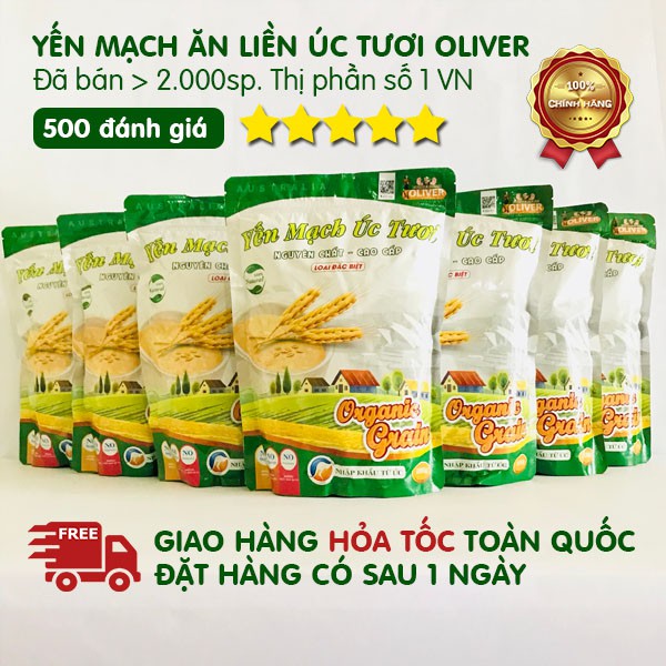 Yến mạch giảm cân, yến mạch úc tươi Oliver gói 1kg, tặng thực đơn giảm cân - YMO