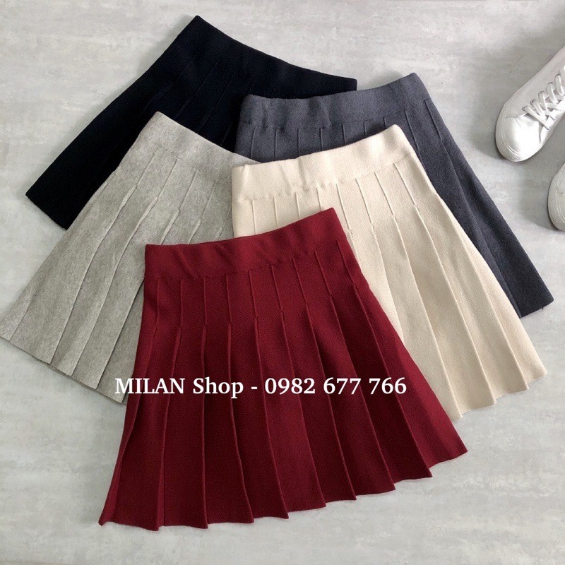 Chân váy len xếp ly ngắn đến gối 2 kiểu hot | BigBuy360 - bigbuy360.vn